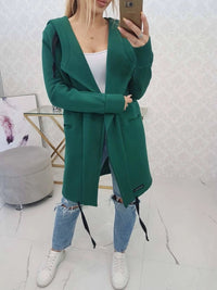 Insulated cardigan with a hood 69413 / – Dark || green цвет / color | Lexline Fashion