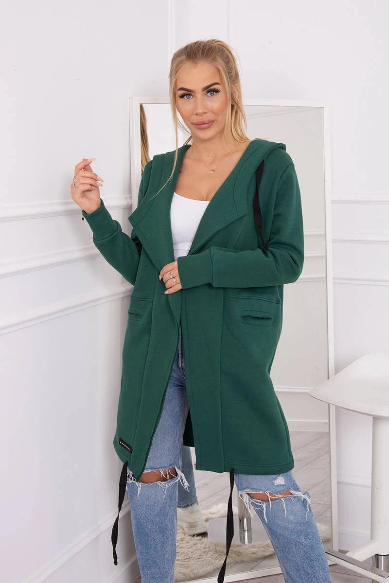 Insulated cardigan with a hood 69413 / – Dark || green цвет / color | Lexline Fashion