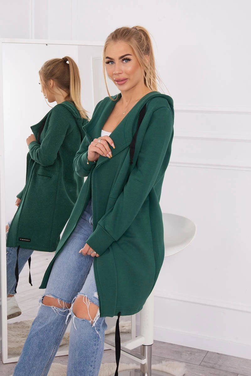 Insulated cardigan with a hood 69413 / – Dark || green цвет / color | Lexline Fashion