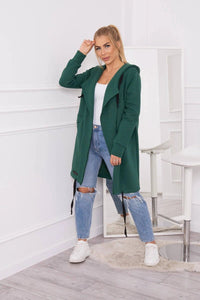 Insulated cardigan with a hood 69413 / – Dark || green цвет / color | Lexline Fashion