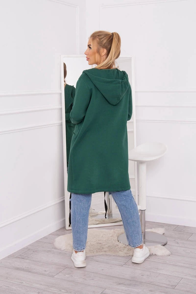 Insulated cardigan with a hood 69413 / – Dark || green цвет / color | Lexline Fashion
