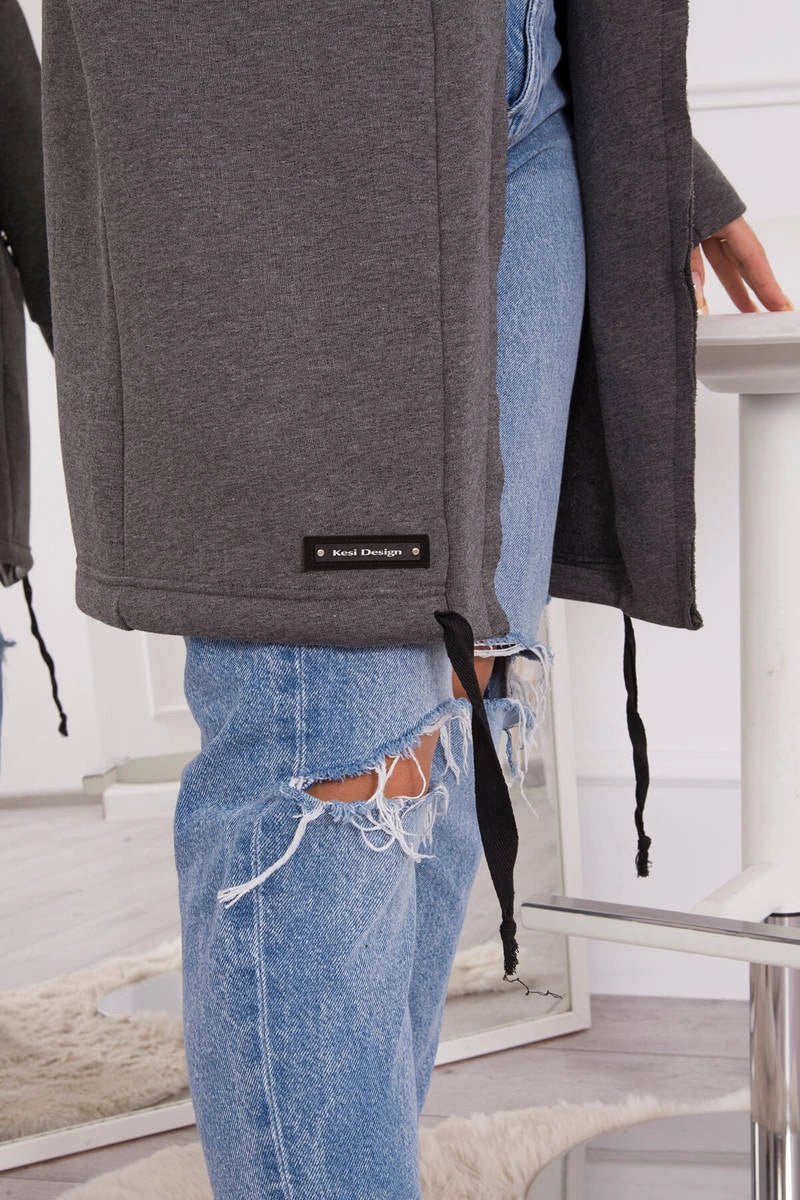 Insulated cardigan with a hood 69413 / – Graphite цвет / color | Lexline Fashion