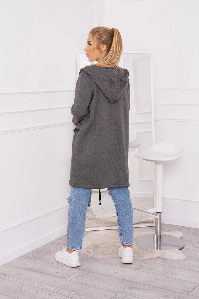 Insulated cardigan with a hood 69413 / – Graphite цвет / color | Lexline Fashion
