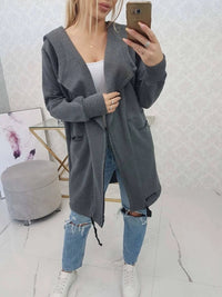 Insulated cardigan with a hood 69413 / – Graphite цвет / color | Lexline Fashion