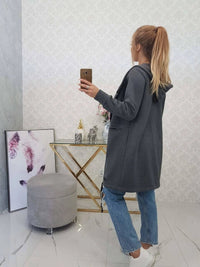 Insulated cardigan with a hood 69413 / – Graphite цвет / color | Lexline Fashion