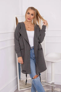 Insulated cardigan with a hood 69413 / – Graphite цвет / color | Lexline Fashion