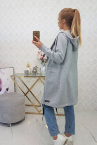 Insulated cardigan with a hood 69413 / – Gray цвет / color | Lexline Fashion