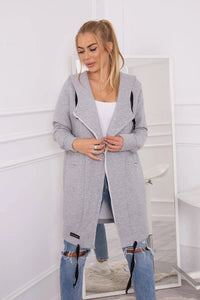 Insulated cardigan with a hood 69413 / – Gray цвет / color | Lexline Fashion