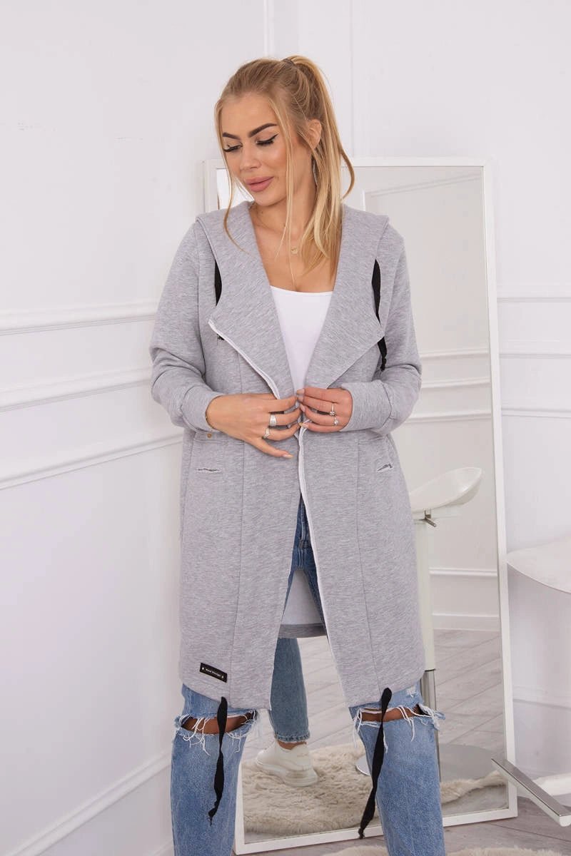 Insulated cardigan with a hood 69413 / – Gray цвет / color | Lexline Fashion