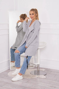 Insulated cardigan with a hood 69413 / – Gray цвет / color | Lexline Fashion