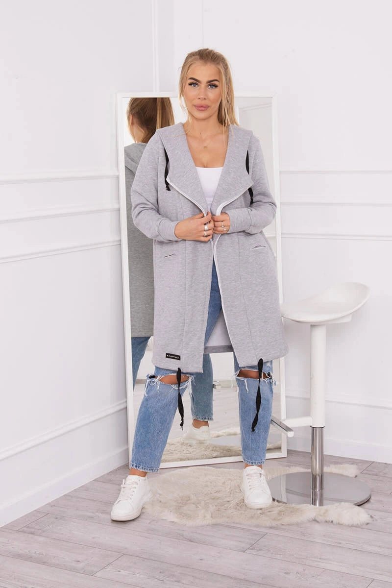 Insulated cardigan with a hood 69413 / – Gray цвет / color | Lexline Fashion