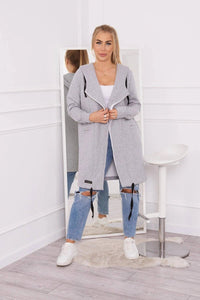 Insulated cardigan with a hood 69413 / – Gray цвет / color | Lexline Fashion