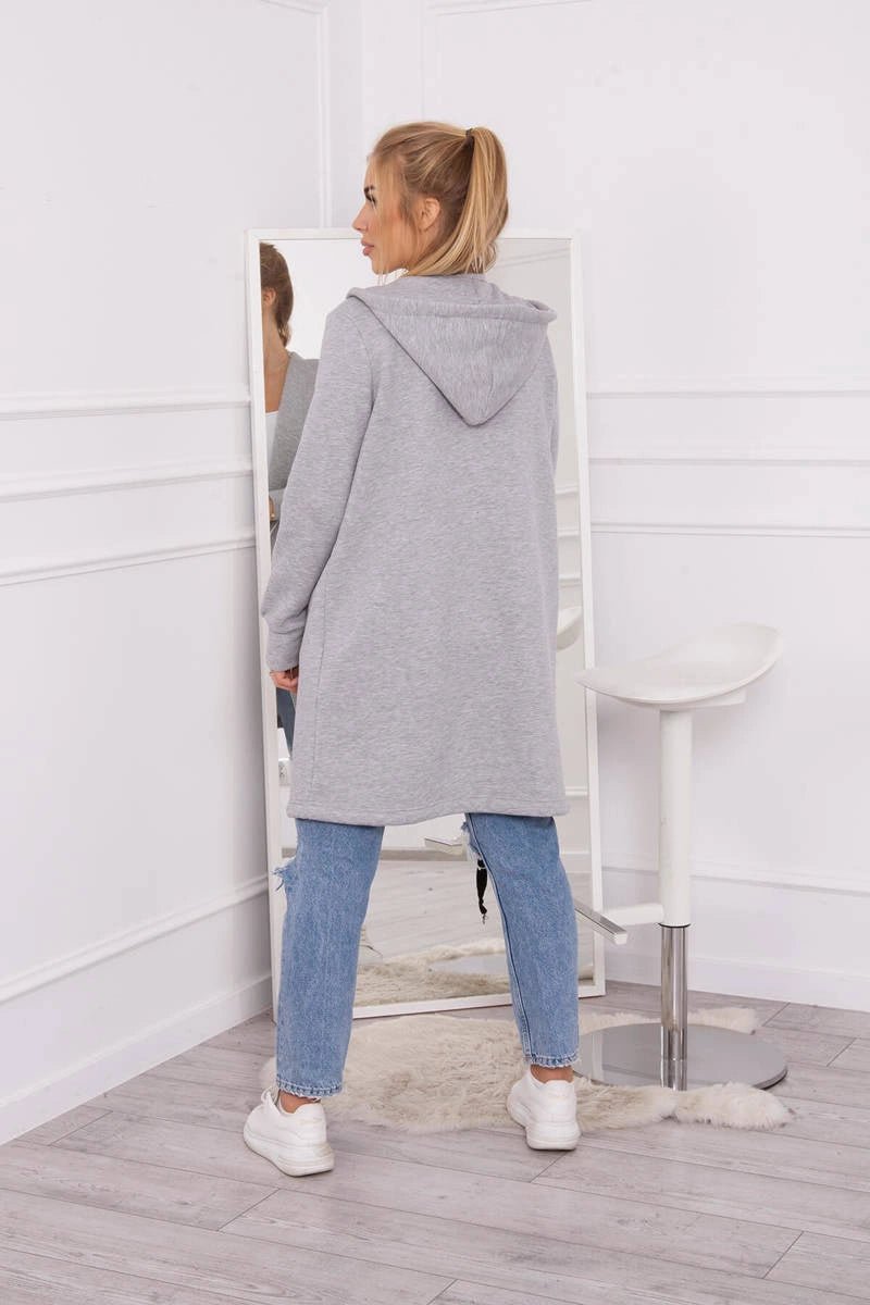 Insulated cardigan with a hood 69413 / – Gray цвет / color | Lexline Fashion