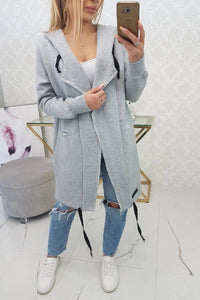 Insulated cardigan with a hood 69413 / – Gray цвет / color | Lexline Fashion
