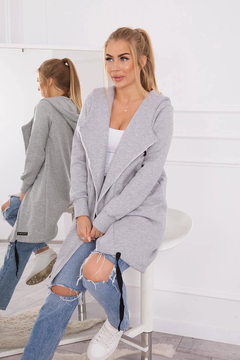 Insulated cardigan with a hood 69413 / – Gray цвет / color | Lexline Fashion