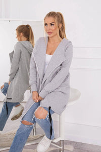 Insulated cardigan with a hood 69413 / – Gray цвет / color | Lexline Fashion