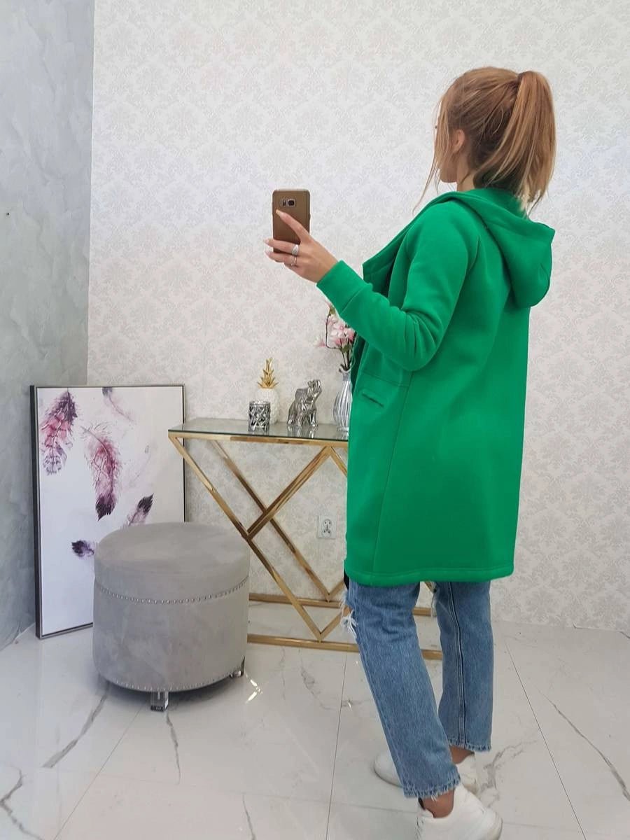 Insulated cardigan with a hood 69413 / – Green цвет / color | Lexline Fashion