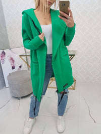 Insulated cardigan with a hood 69413 / – Green цвет / color | Lexline Fashion