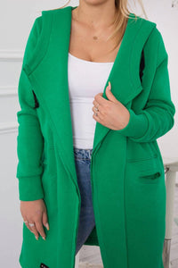 Insulated cardigan with a hood 69413 / – Green цвет / color | Lexline Fashion