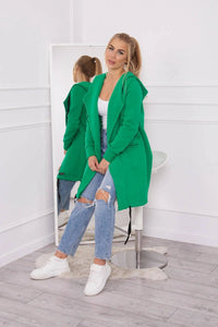 Insulated cardigan with a hood 69413 / – Green цвет / color | Lexline Fashion