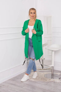 Insulated cardigan with a hood 69413 / – Green цвет / color | Lexline Fashion
