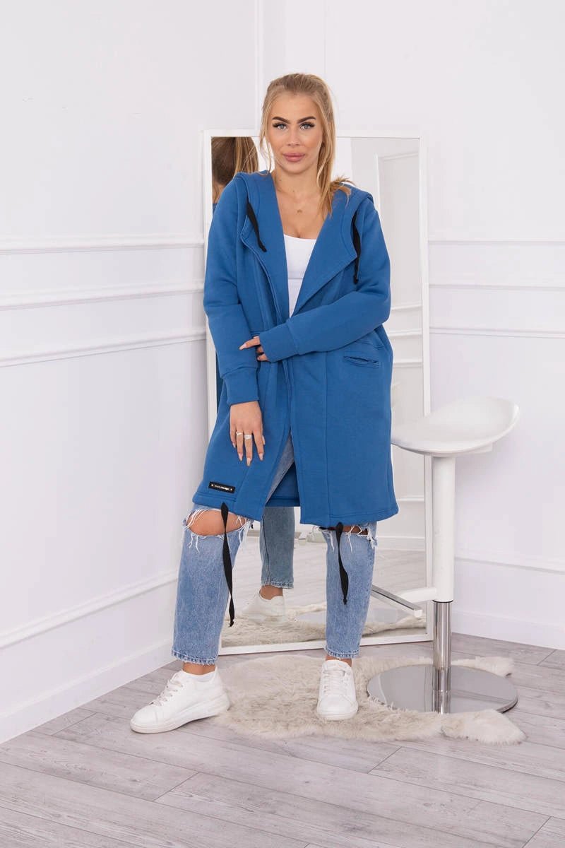 Insulated cardigan with a hood 69413 / – Jeans цвет / color | Lexline Fashion