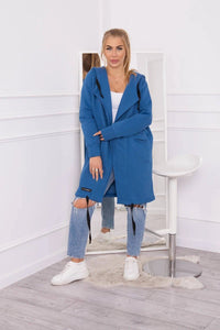 Insulated cardigan with a hood 69413 / – Jeans цвет / color | Lexline Fashion