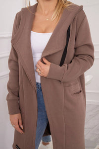 Insulated cardigan with a hood 69413 / – Mocca цвет / color | Lexline Fashion