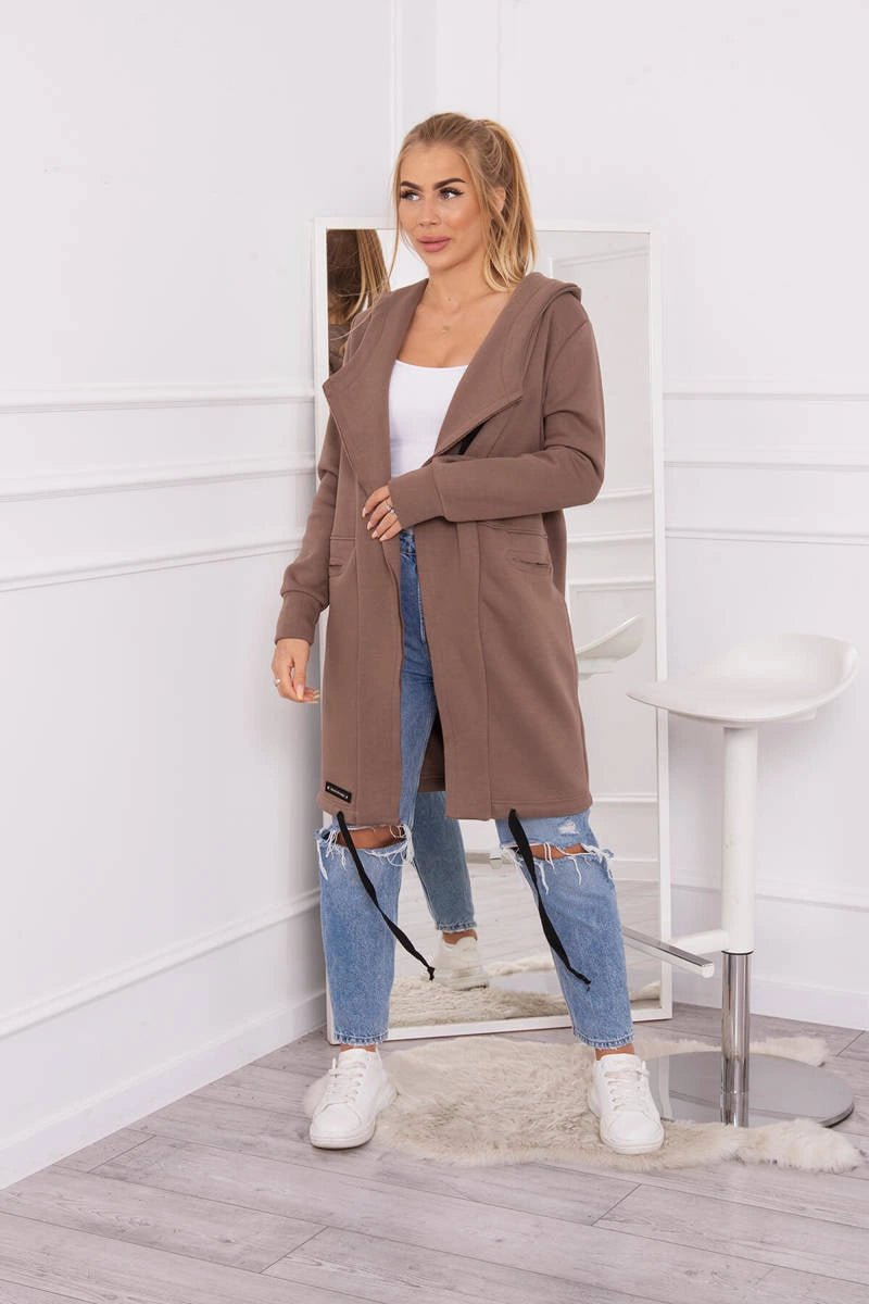 Insulated cardigan with a hood 69413 / – Mocca цвет / color | Lexline Fashion