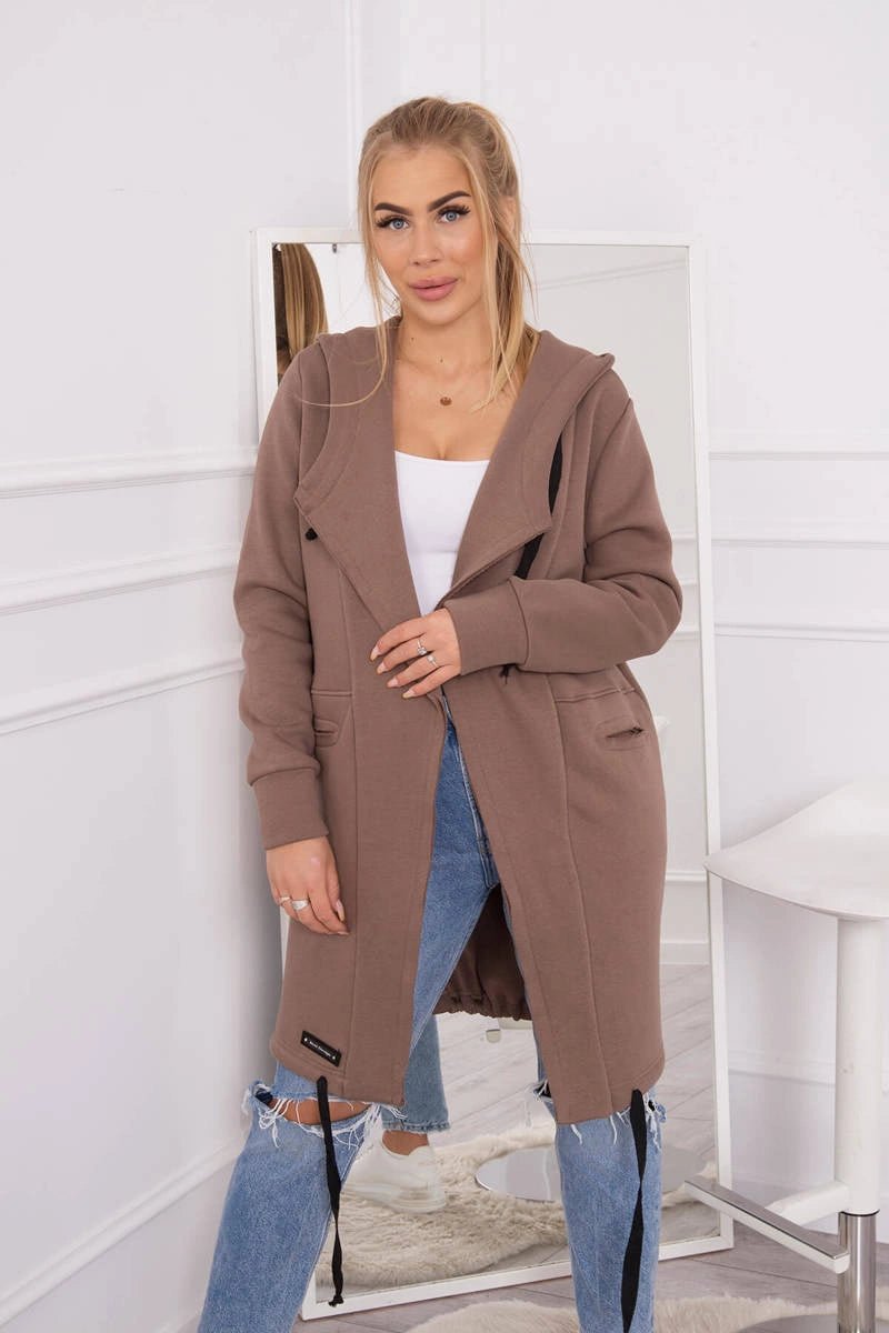 Insulated cardigan with a hood 69413 / – Mocca цвет / color | Lexline Fashion