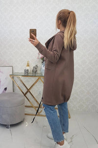 Insulated cardigan with a hood 69413 / – Mocca цвет / color | Lexline Fashion