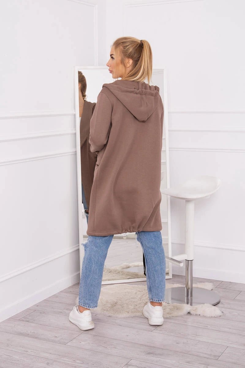 Insulated cardigan with a hood 69413 / – Mocca цвет / color | Lexline Fashion