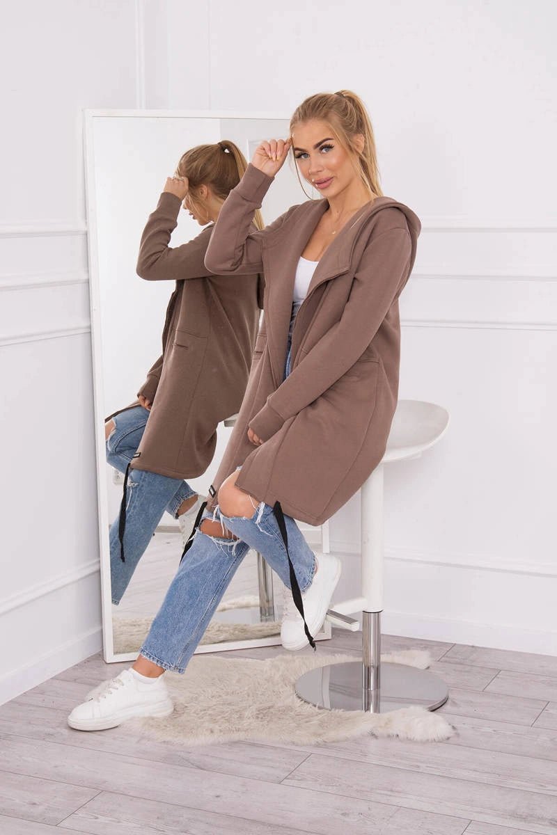Insulated cardigan with a hood 69413 / – Mocca цвет / color | Lexline Fashion