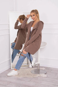 Insulated cardigan with a hood 69413 / – Mocca цвет / color | Lexline Fashion