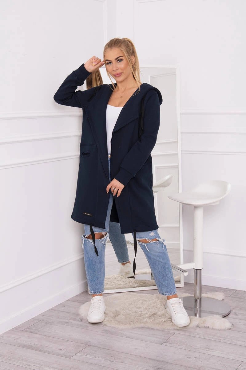 Insulated cardigan with a hood 69413 / – Navy blue цвет / color | Lexline Fashion