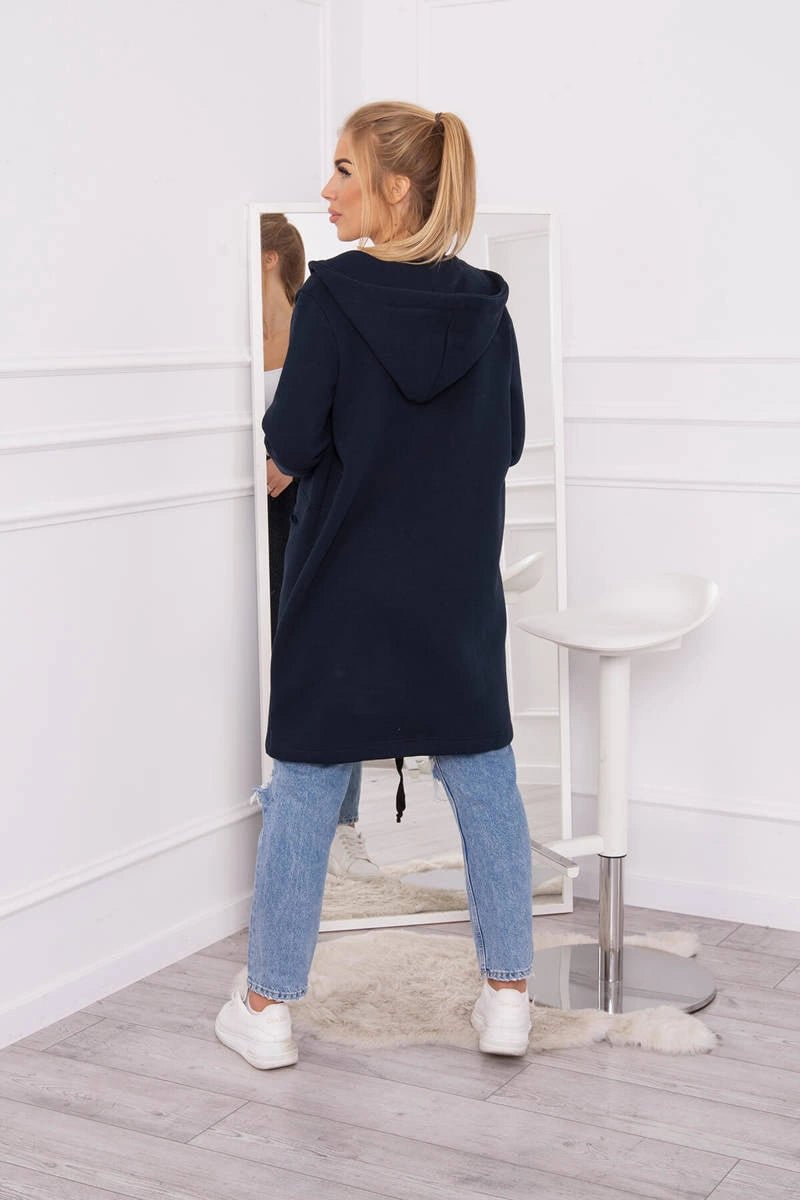 Insulated cardigan with a hood 69413 / – Navy blue цвет / color | Lexline Fashion