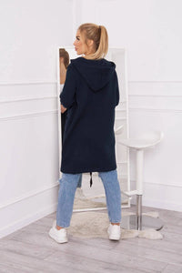 Insulated cardigan with a hood 69413 / – Navy blue цвет / color | Lexline Fashion
