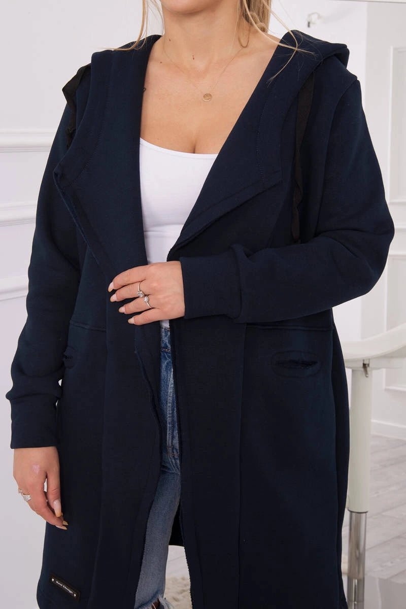 Insulated cardigan with a hood 69413 / – Navy blue цвет / color | Lexline Fashion