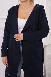 Insulated cardigan with a hood 69413 / – Navy blue цвет / color | Lexline Fashion