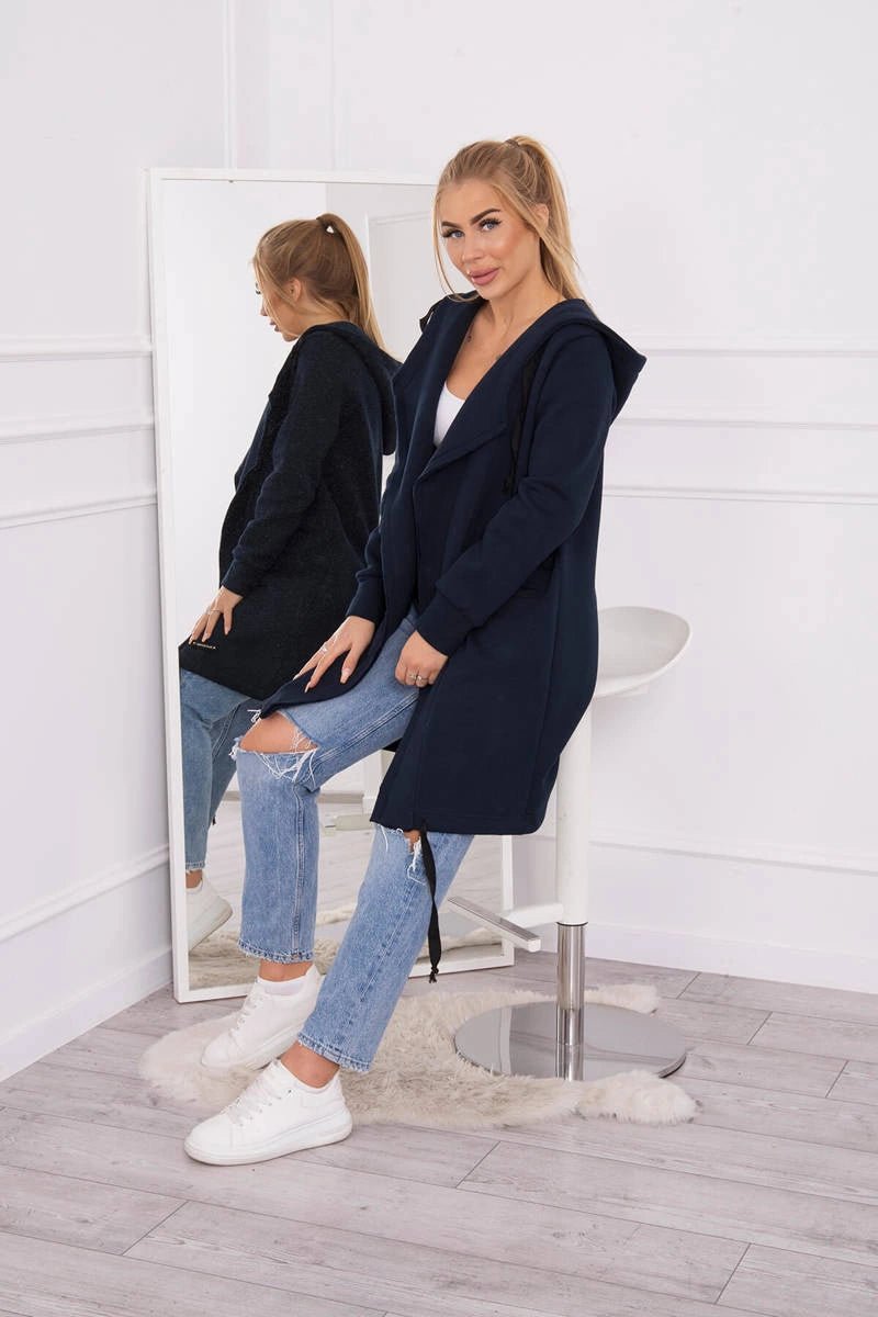 Insulated cardigan with a hood 69413 / – Navy blue цвет / color | Lexline Fashion