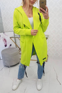 Insulated cardigan with a hood 69413 / – Pistachio цвет / color | Lexline Fashion
