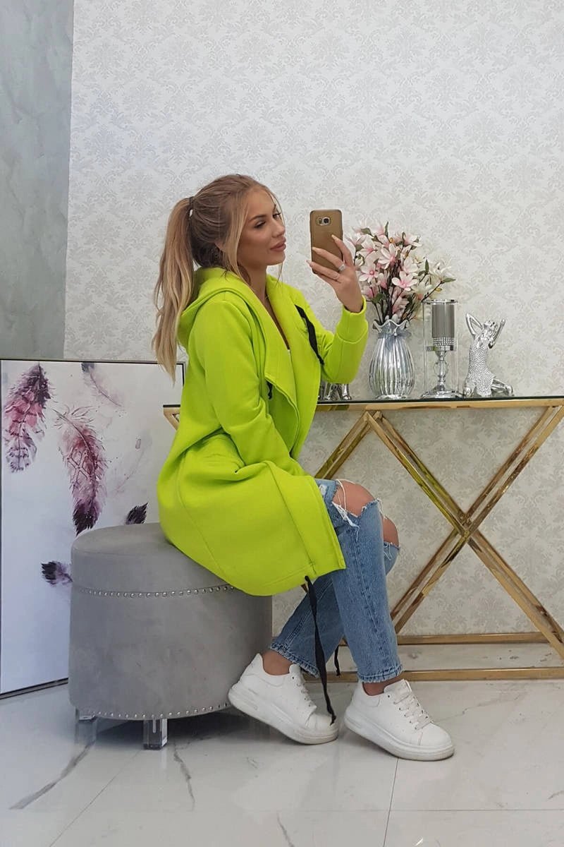 Insulated cardigan with a hood 69413 / – Pistachio цвет / color | Lexline Fashion