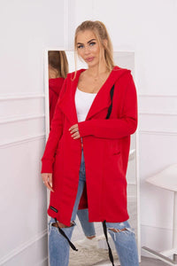 Insulated cardigan with a hood 69413 / – Red цвет / color | Lexline Fashion