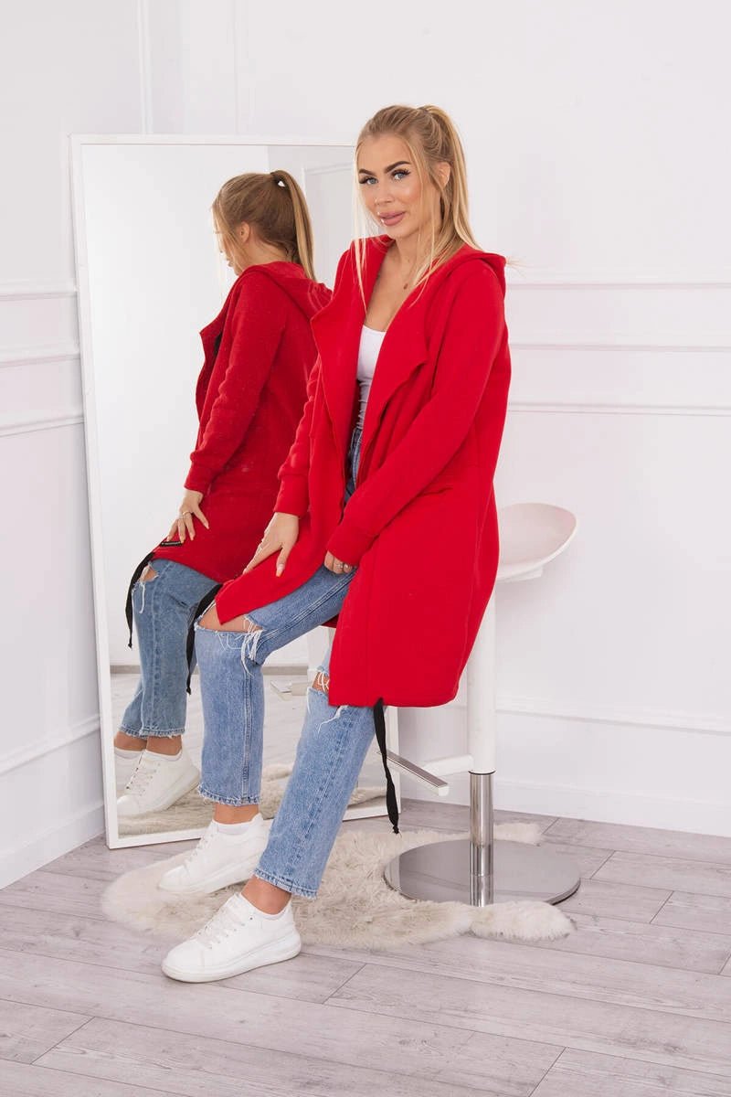 Insulated cardigan with a hood 69413 / – Red цвет / color | Lexline Fashion