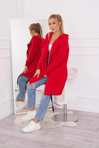 Insulated cardigan with a hood 69413 / – Red цвет / color | Lexline Fashion