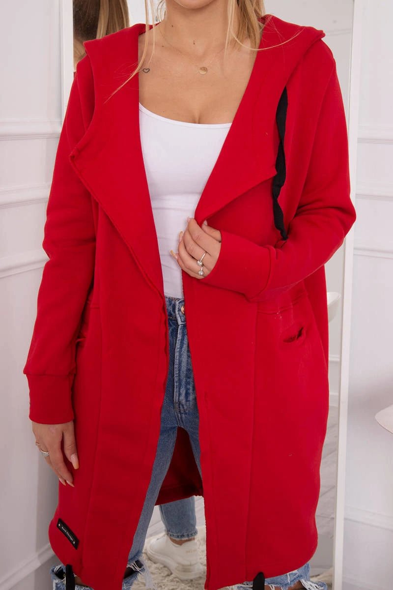 Insulated cardigan with a hood 69413 / – Red цвет / color | Lexline Fashion