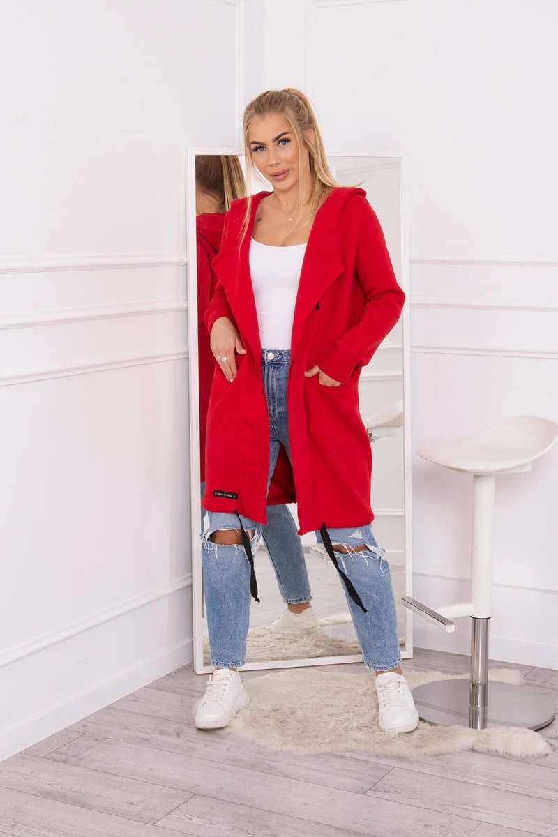 Insulated cardigan with a hood 69413 / – Red цвет / color | Lexline Fashion