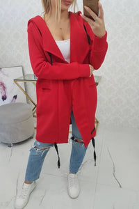 Insulated cardigan with a hood 69413 / – Red цвет / color | Lexline Fashion