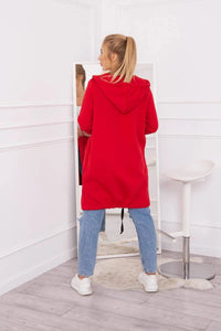 Insulated cardigan with a hood 69413 / – Red цвет / color | Lexline Fashion