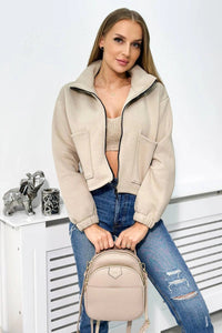 Insulated cotton jacket with zipper 69464 / – Light || Beige цвет / color | Lexline Fashion